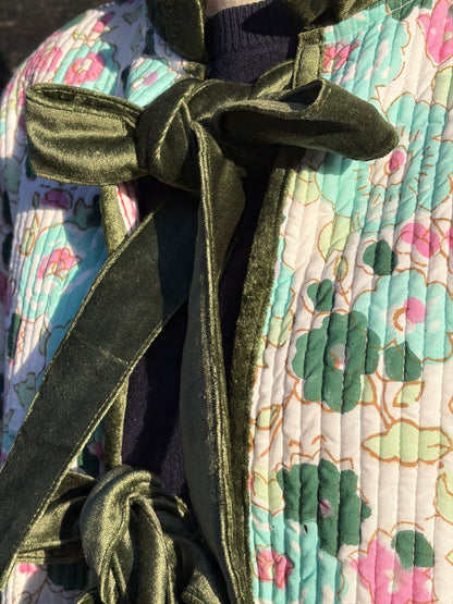 Reversible Jacket - Floral with Pink and Red Stripe