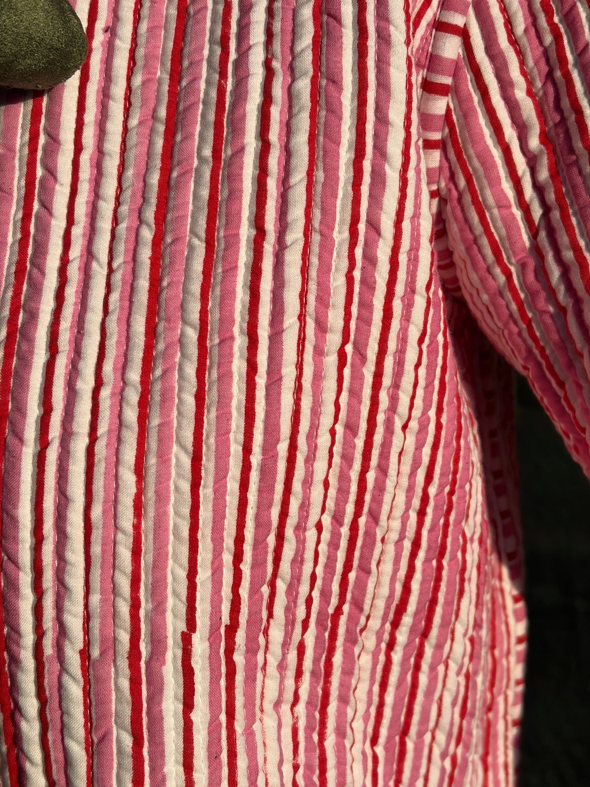 Reversible Jacket - Floral with Pink and Red Stripe