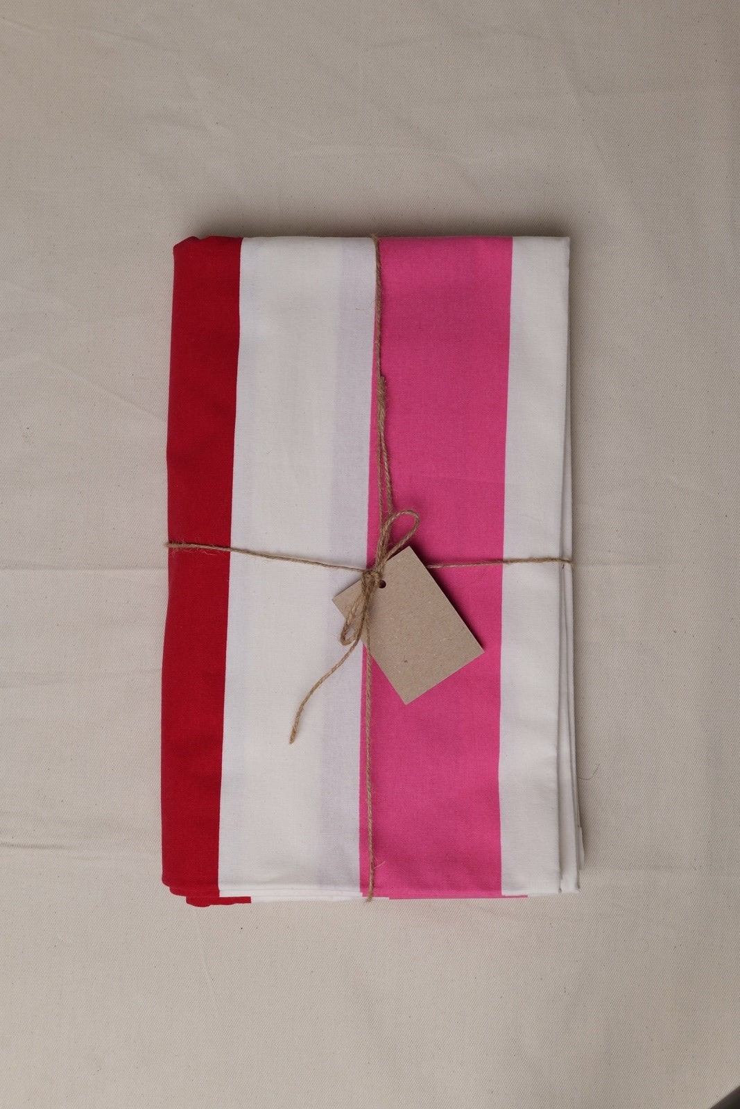 Red, Pink and White Stripe Tablecloth