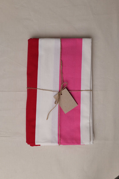 Red, Pink and White Stripe Tablecloth