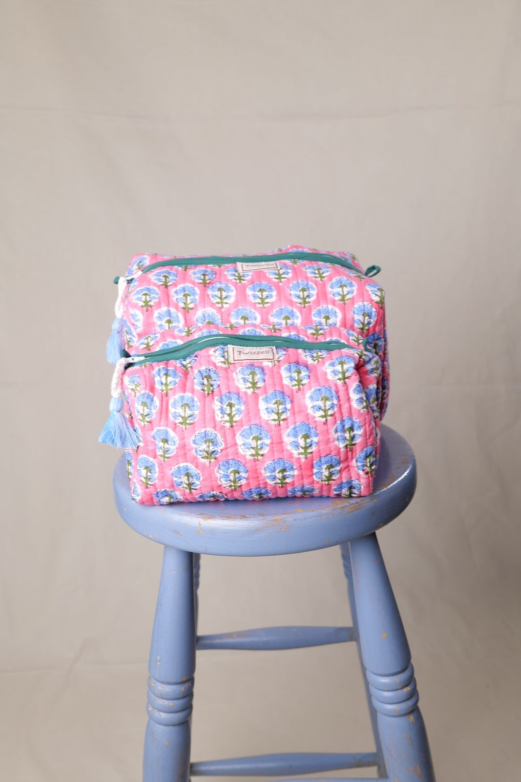 Quilted Wash Bag - Pink/Lavender