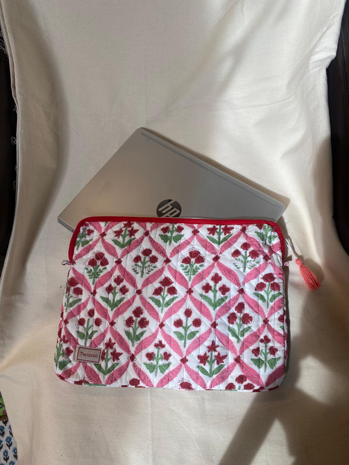 Indian Block Print Laptop Pouch - Bright