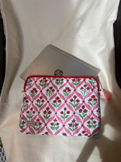 Indian Block Print Laptop Pouch - Bright