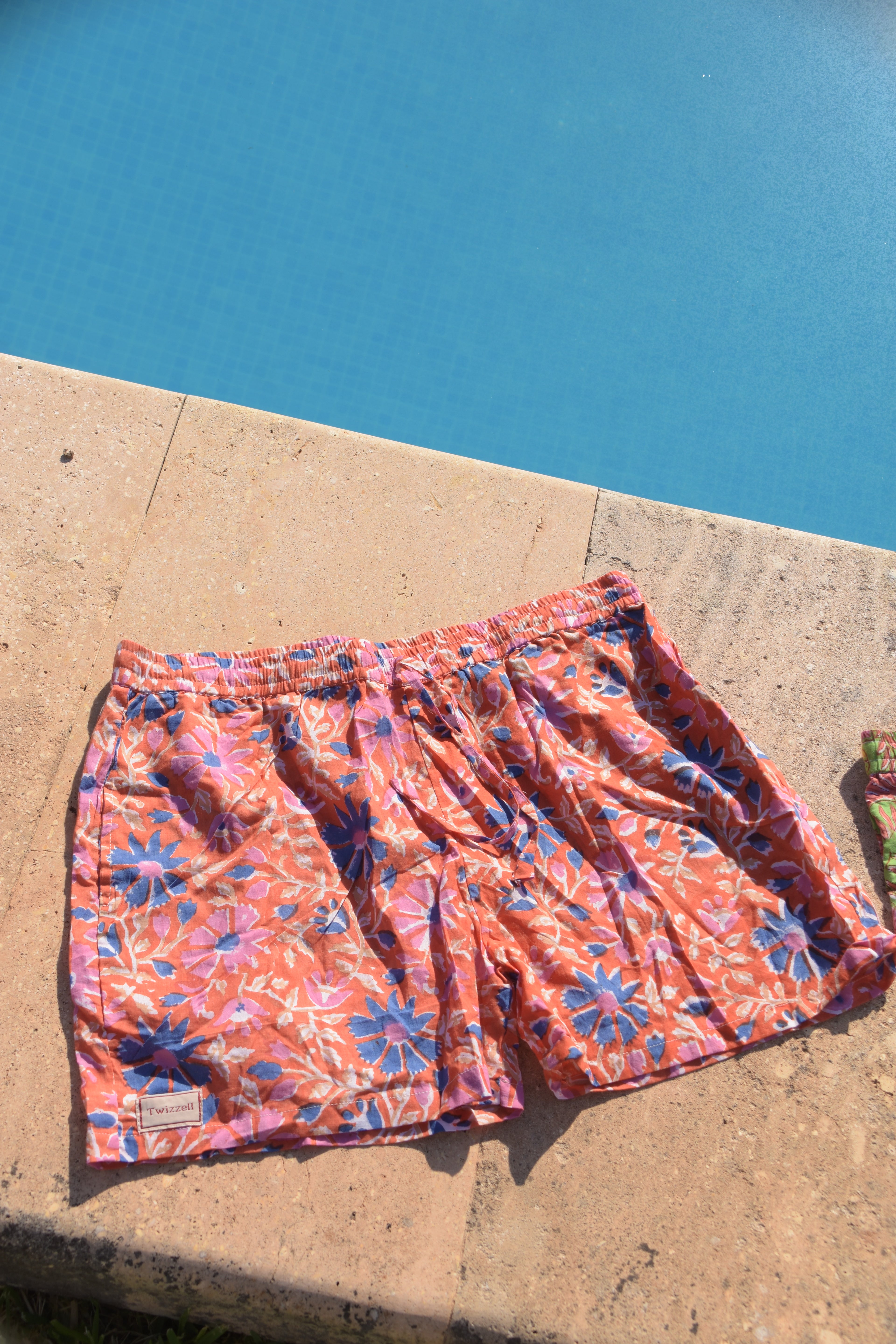 Unisex Indian Block Print Shorts - Peach