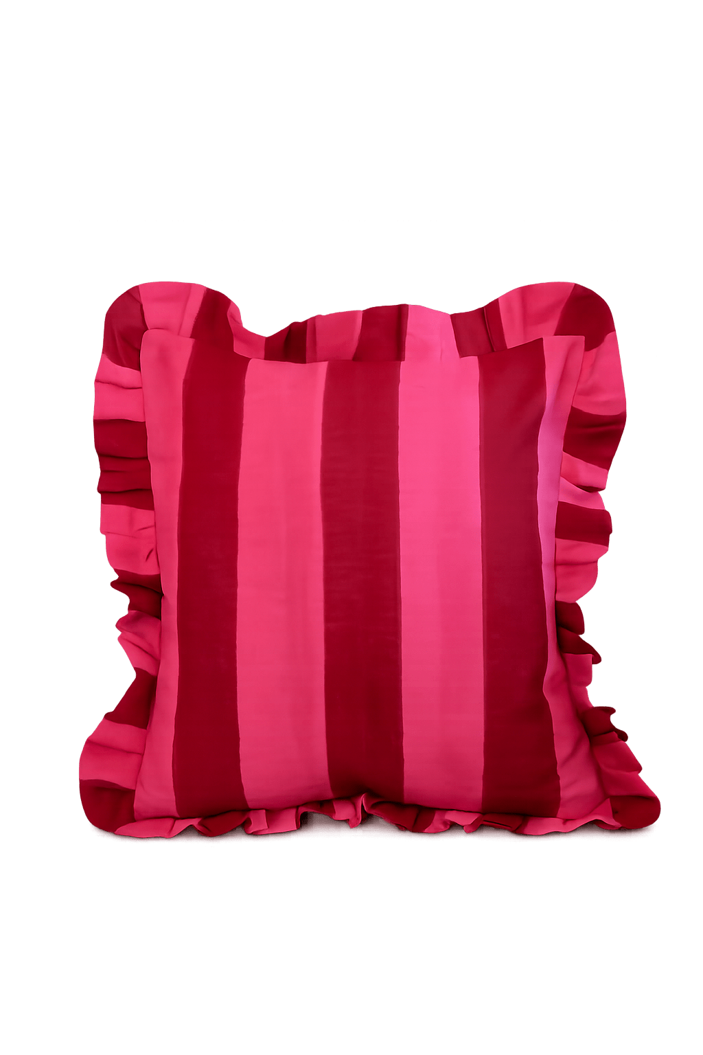 Ruffle Linen Cushion Cover - Red/Pink