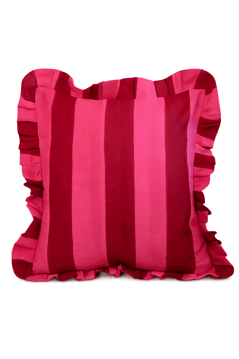 Ruffle Linen Cushion Cover - Red/Pink