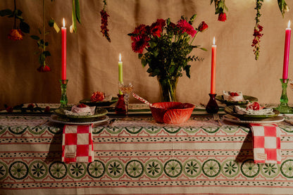 Sicilian Tablecloth - Pink and Green
