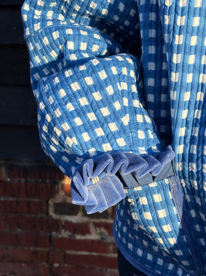 Sailor Collar Reversible Jacket - Blue Gingham