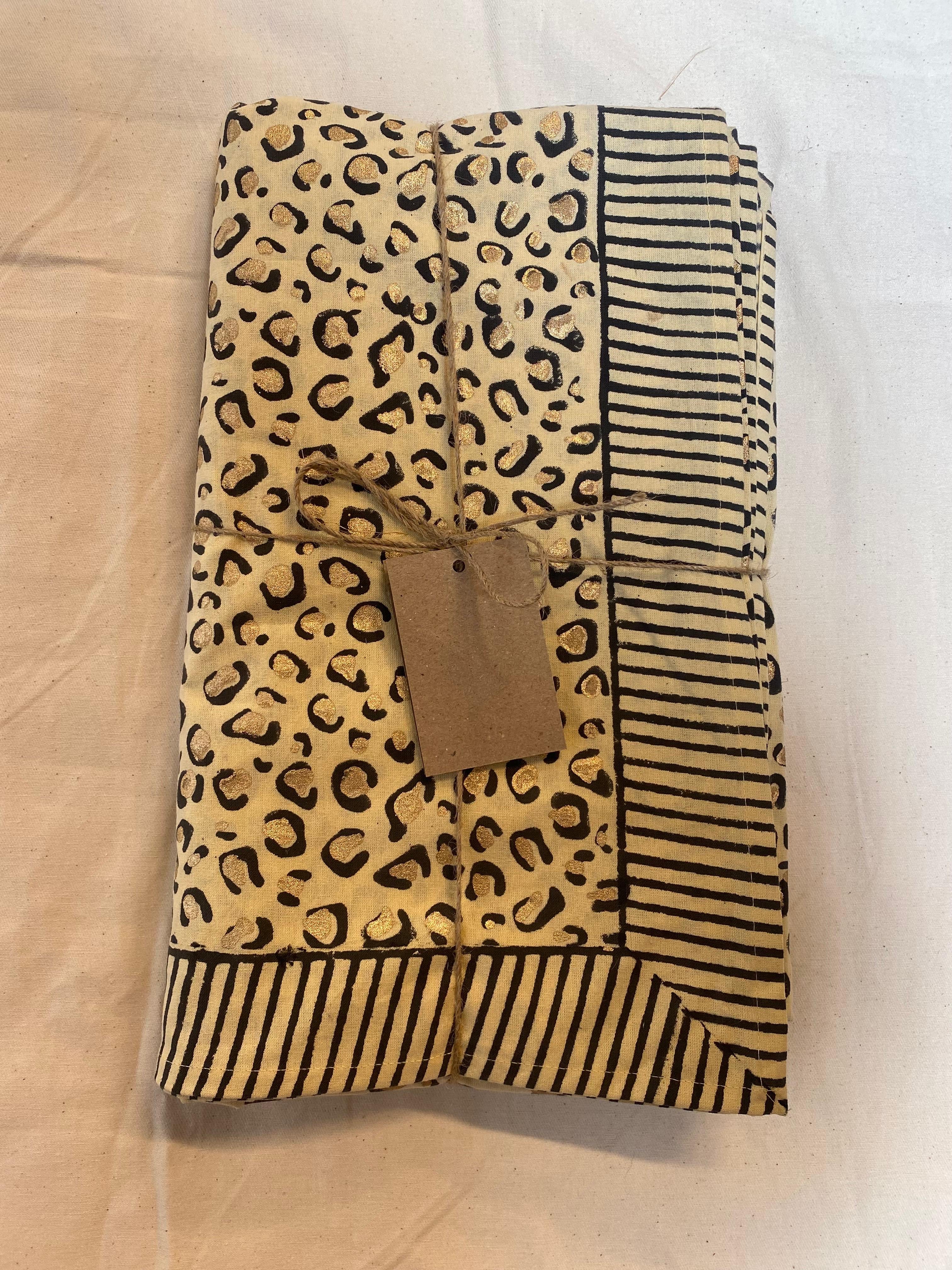 Leopard with Gold Tablecloth