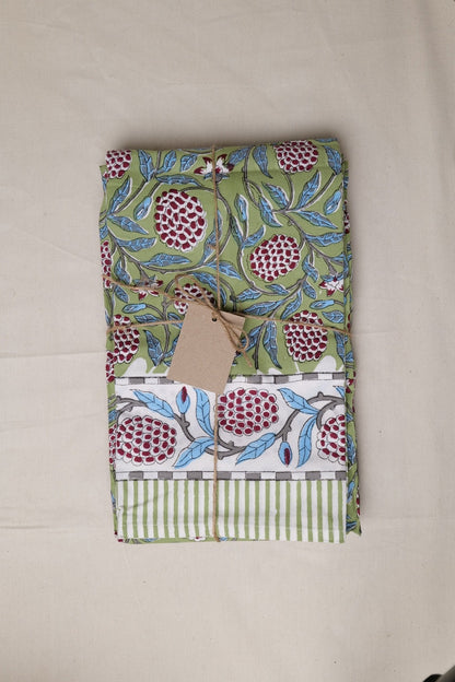 Olive and Turquoise Floral Tablecloth