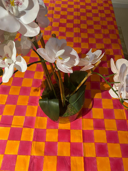 Pink and Yolk Checkerboard Tablecloth