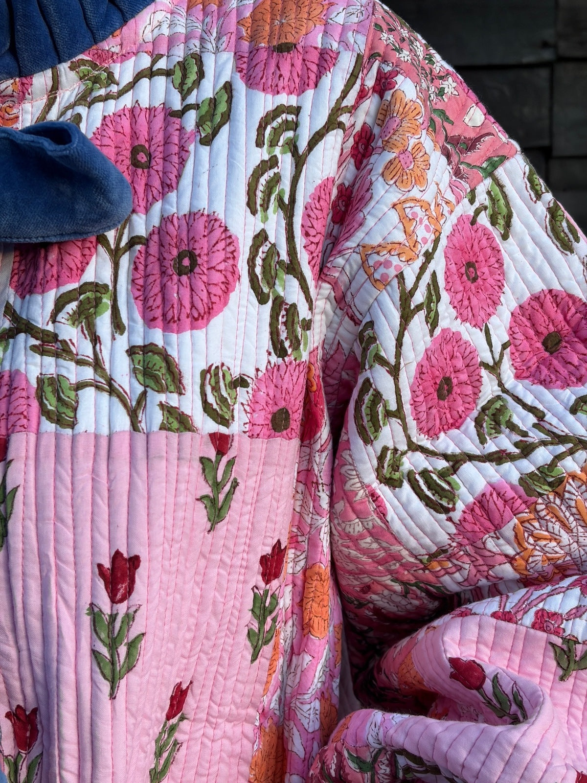 Reversible Jacket - Patchwork with Pink Stripe