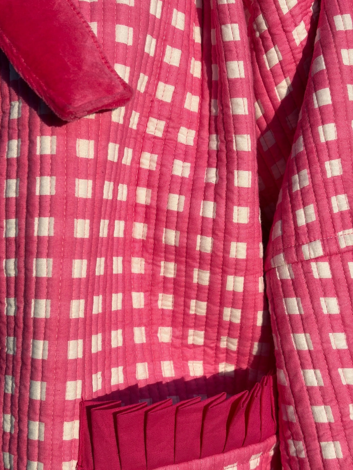 Sailor Collar Reversible Jacket - Pink Gingham