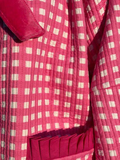Skye Sailor Collar Reversible Jacket - Pink Gingham