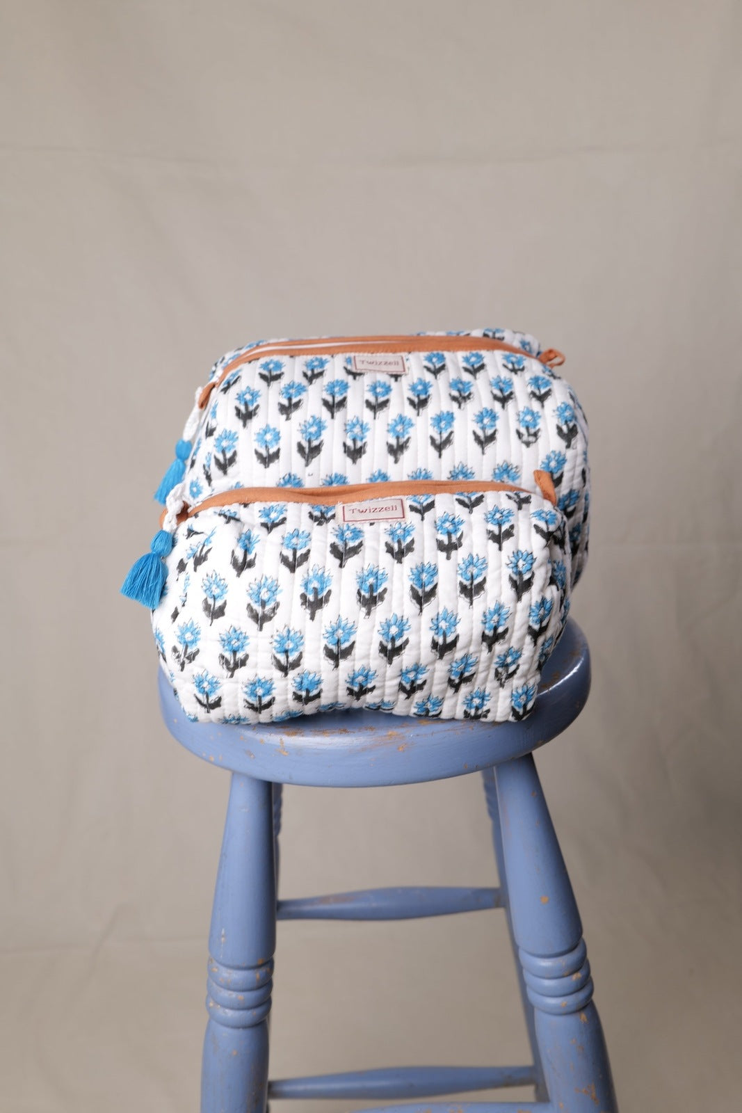 Quilted Wash Bag - Mini Blue