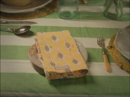 Indian Block Print Tablecloth - Sage Stripe