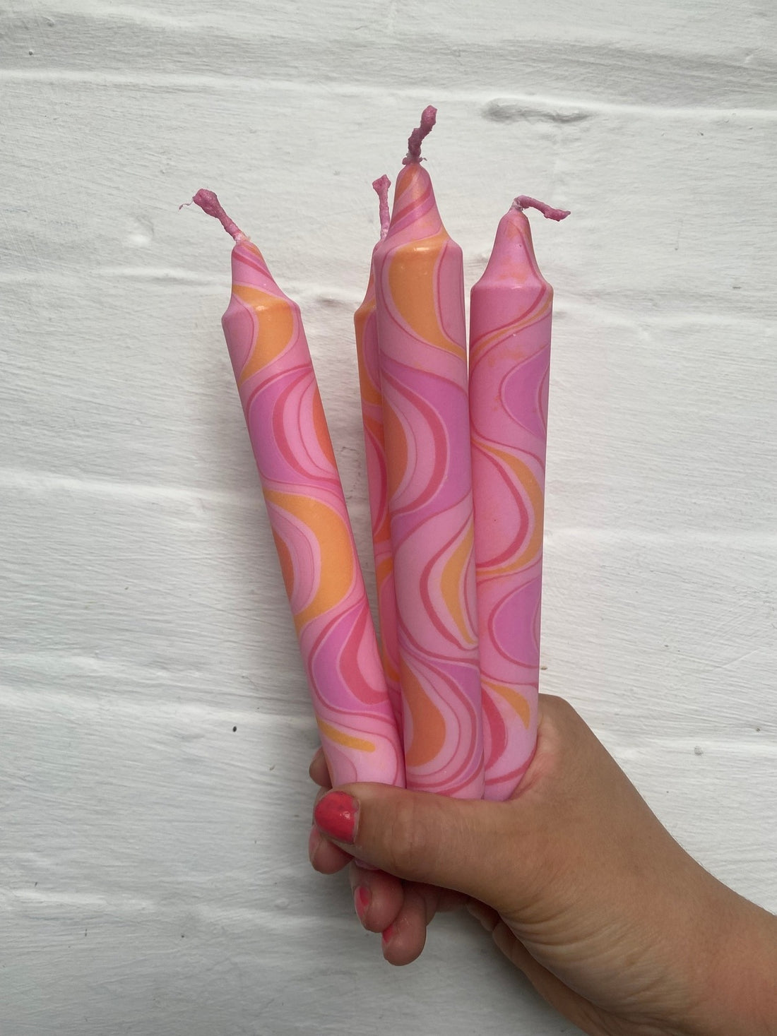 Pink and Orange Marble Candle