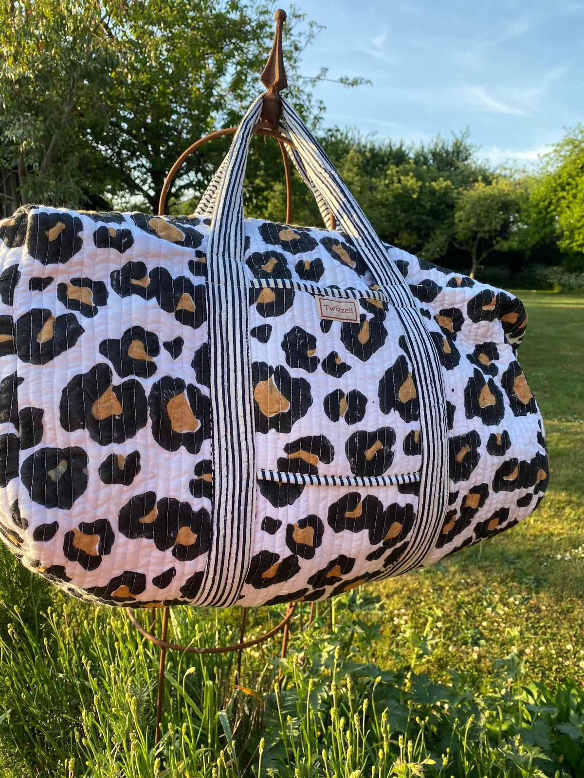Indian Block Print Weekend Bag - Leopard