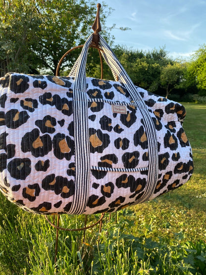 Indian Block Print Weekend Bag - Leopard