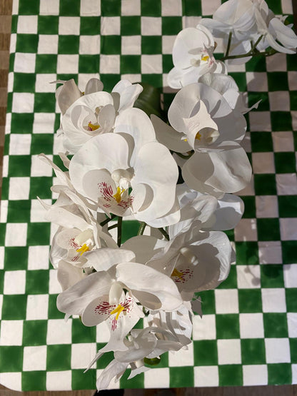 Green and White Checkerboard Tablecloth