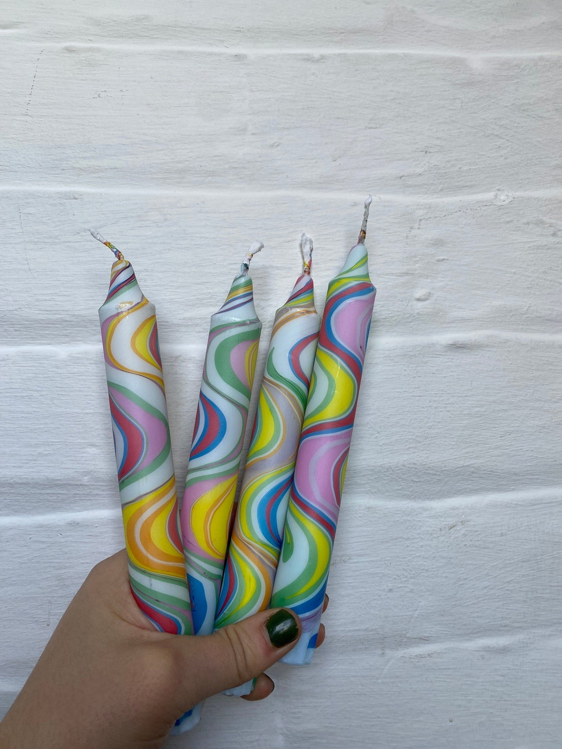 Rainbow Marble Candle