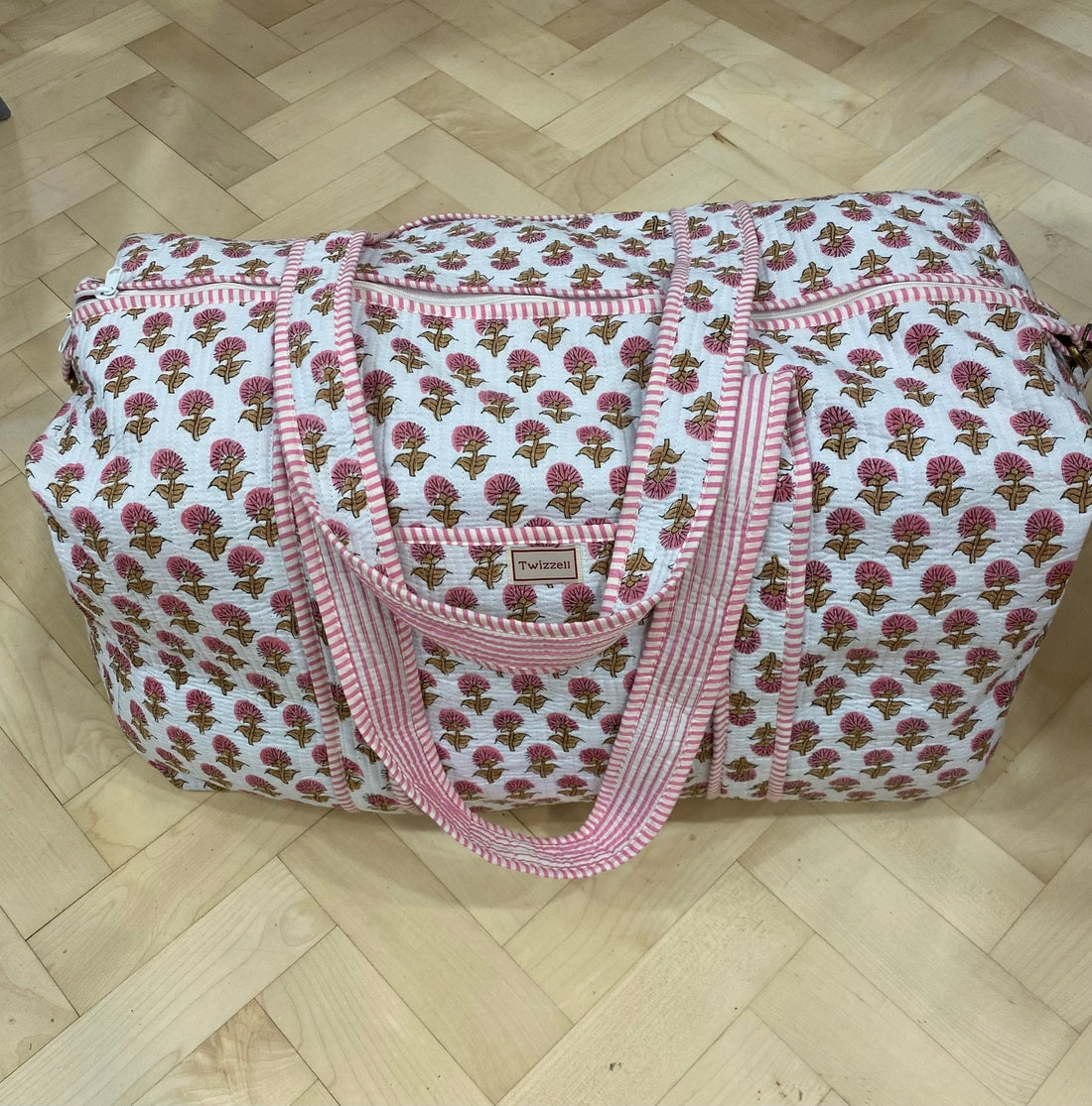 Indian Block Print XL Weekend Bag - Pink