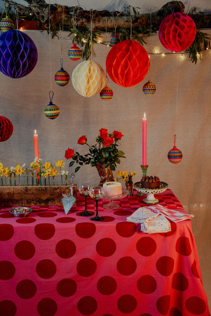 Pink with Red Spot Tablecloth