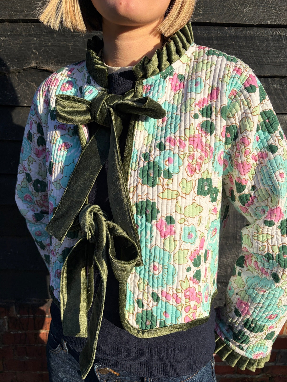 Reversible Jacket - Floral with Pink and Red Stripe