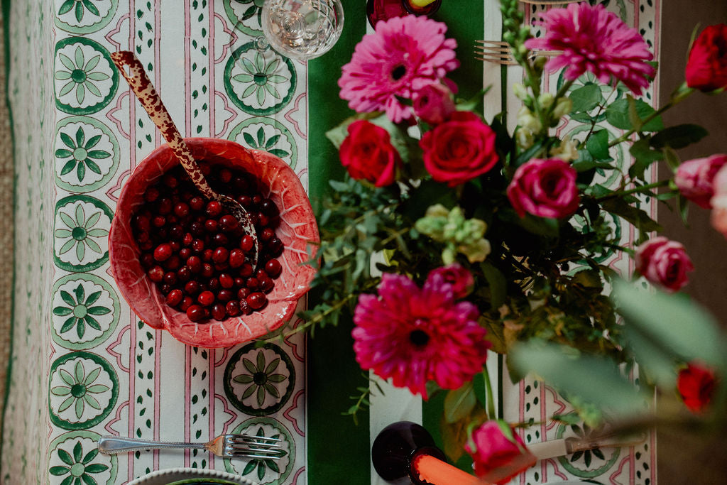Sicilian Tablecloth - Pink and Green