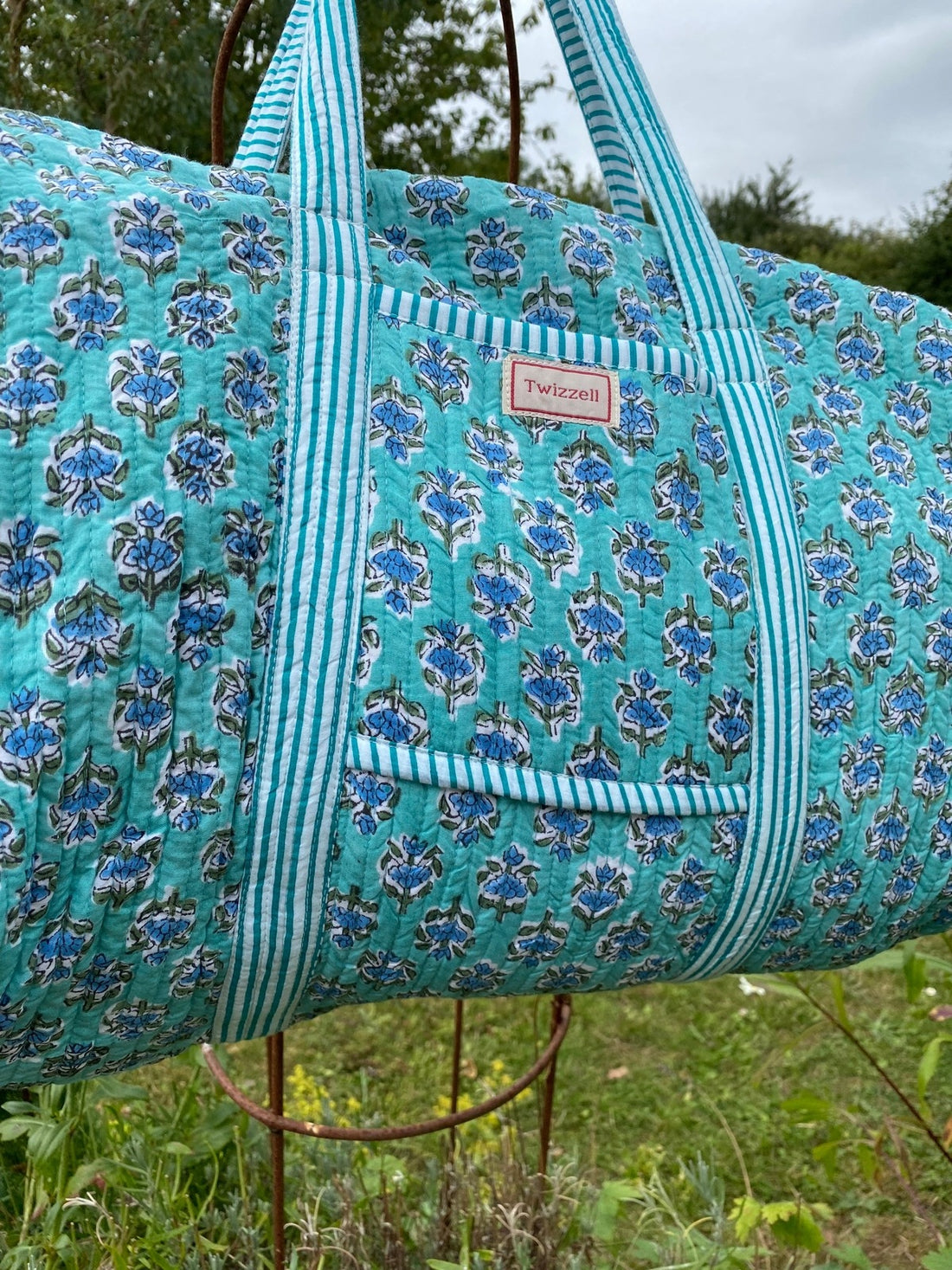 Indian Block Print Weekend Bag - Blue