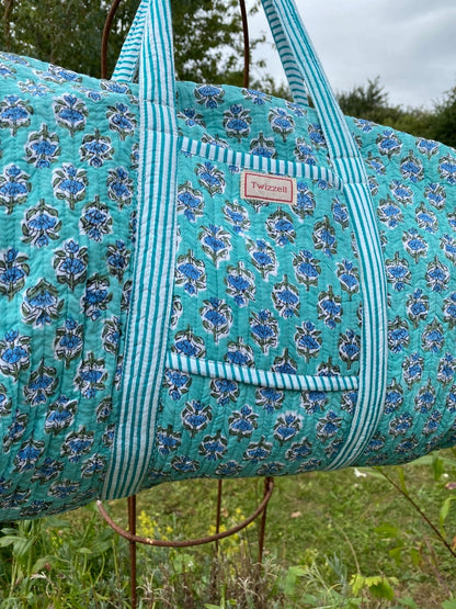 Indian Block Print Weekend Bag - Blue