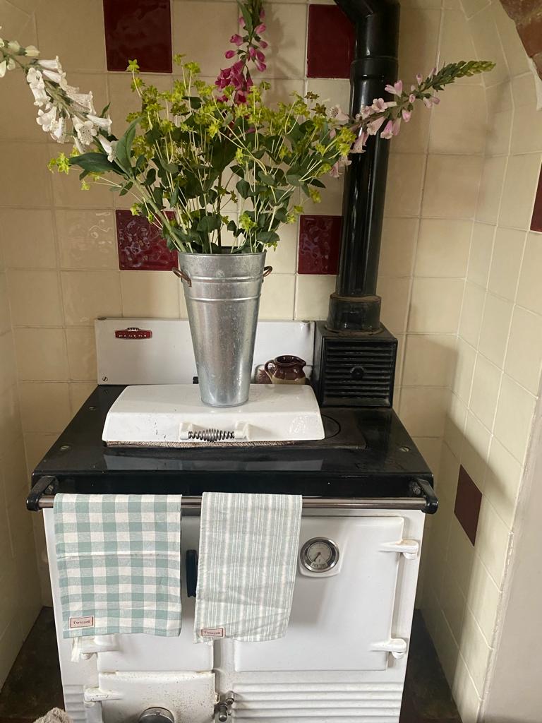 Duck Egg Gingham Tea Towel