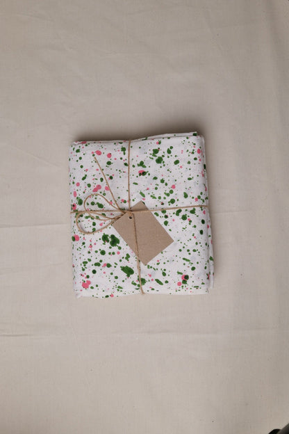 Green &amp; Pink Splatter Tablecloth