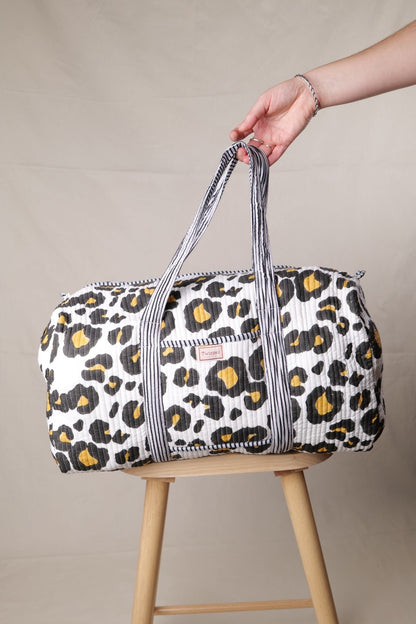 Indian Block Print Weekend Bag - Leopard