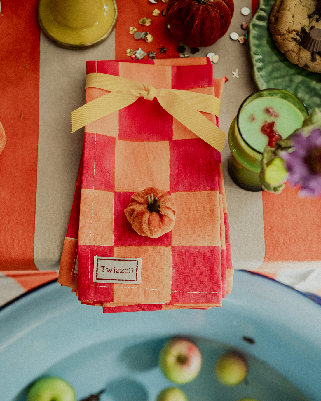 Pink &amp; Yolk Checkerboard Napkin x 4