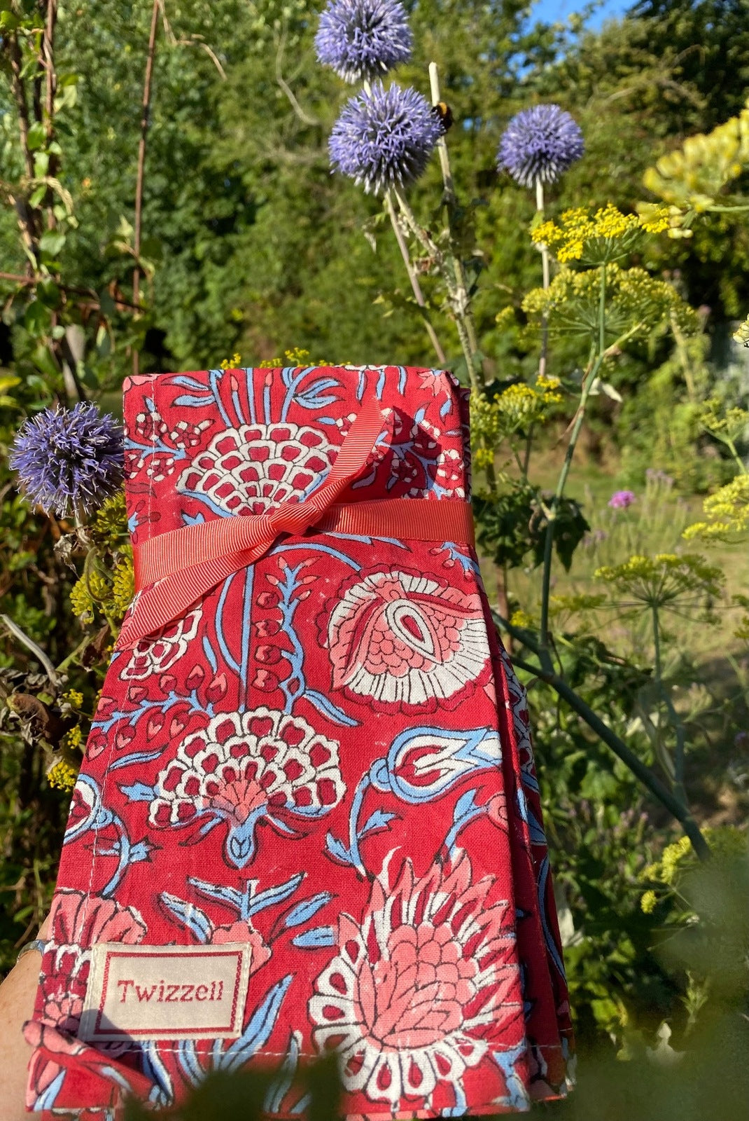 Indian Block Print Napkins Set of 4 - Red Flower