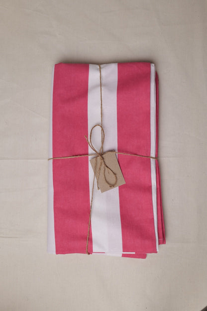 Coral Stripe Tablecloth