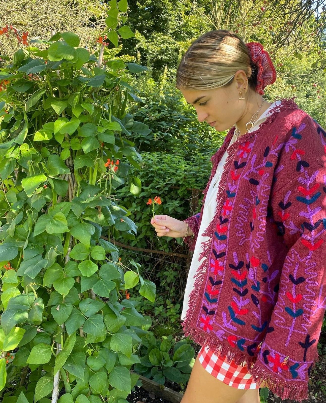 Frayed Edge Bohemian Jacket Merlot and Lilac