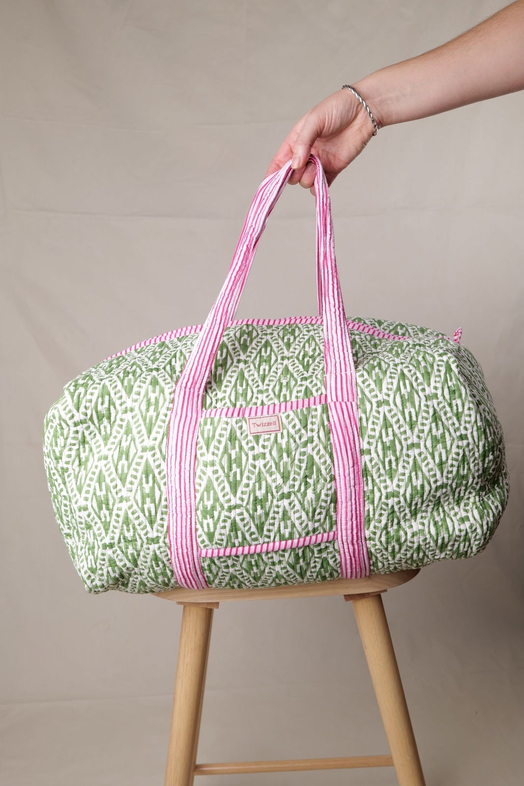 Indian Block Print Weekend Bag - Green