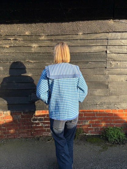 Sailor Collar Reversible Jacket - Blue Gingham