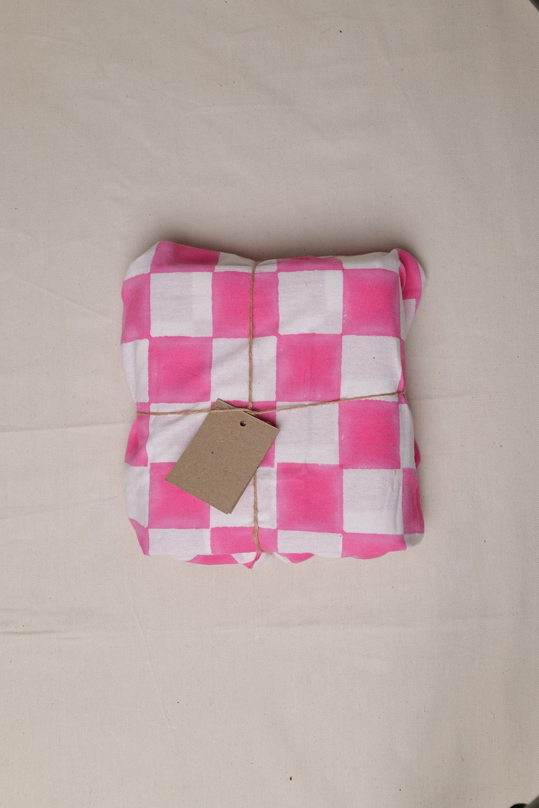 Pink and White Checkerboard Tablecloth