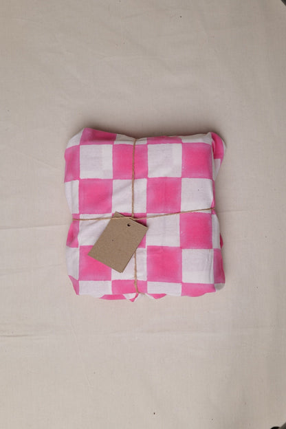 Pink and White Checkerboard Tablecloth