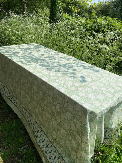 Indian Block Print Tablecloth - Pistachio