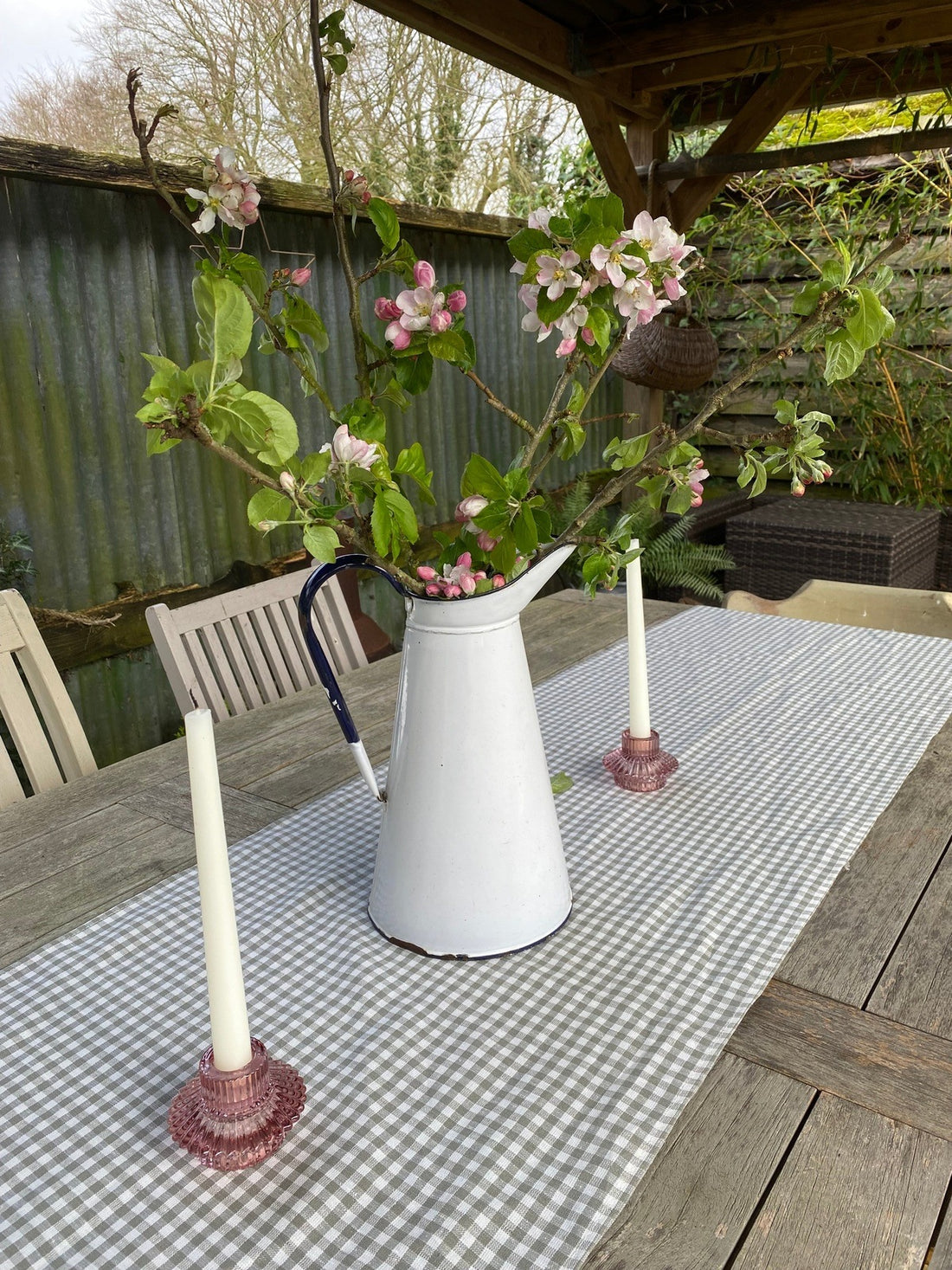 Sage Gingham Table Runner