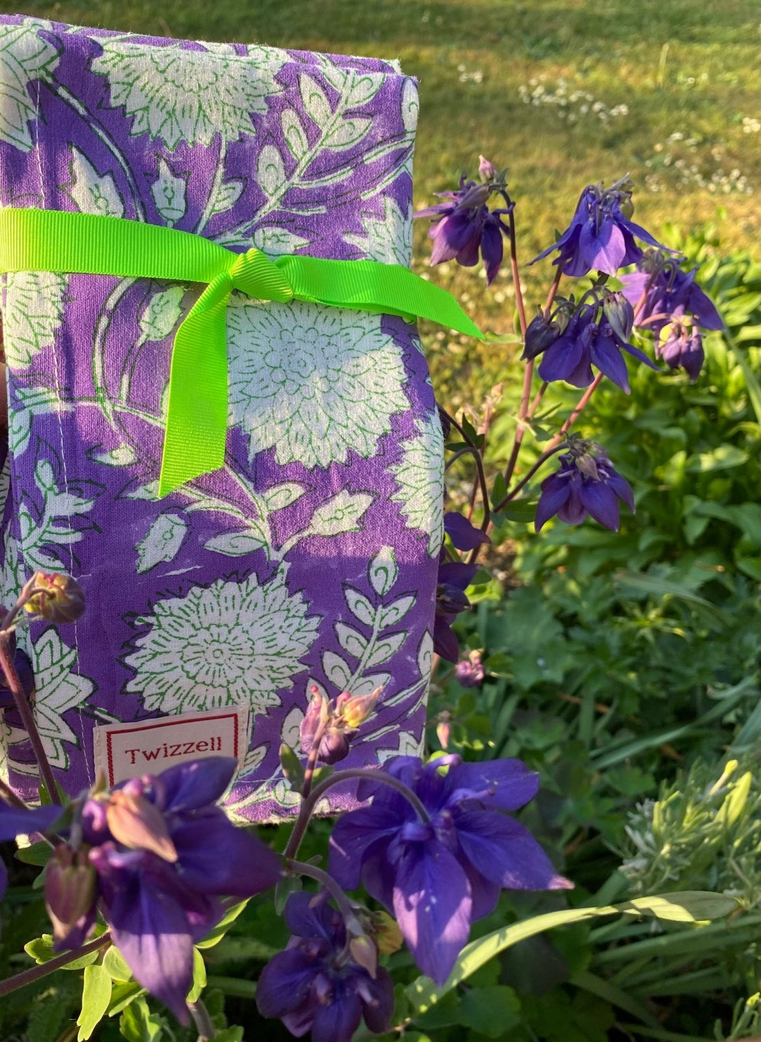 Indian Block Print Napkins Set of 4 - Purple and white flowers
