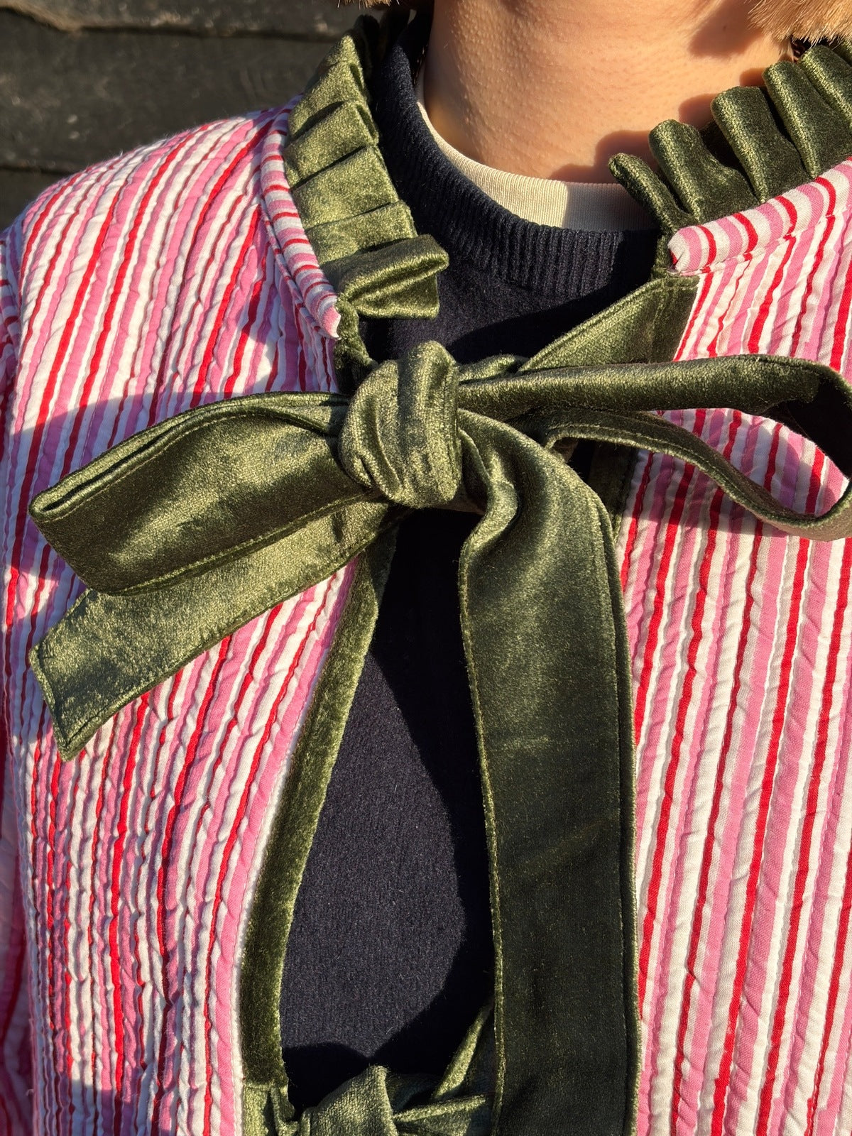 Reversible Jacket - Floral with Pink and Red Stripe