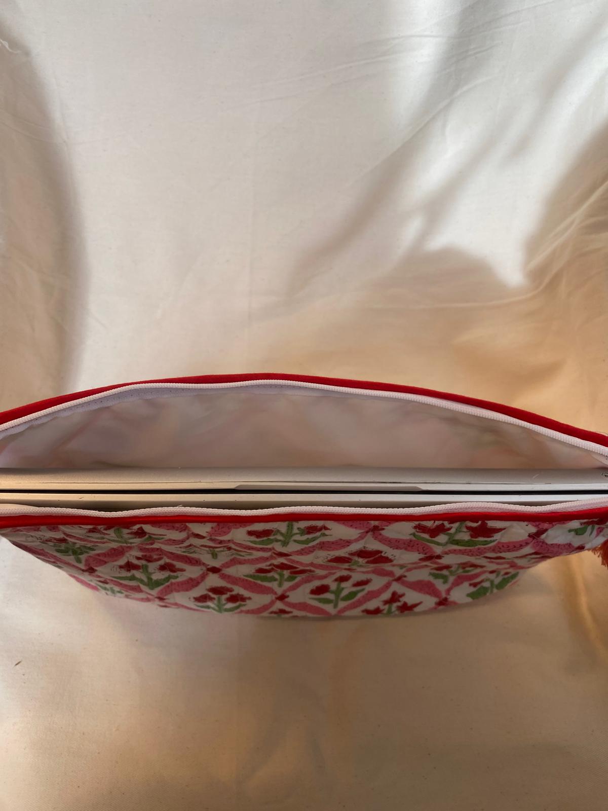 Indian Block Print Laptop Pouch - Bright