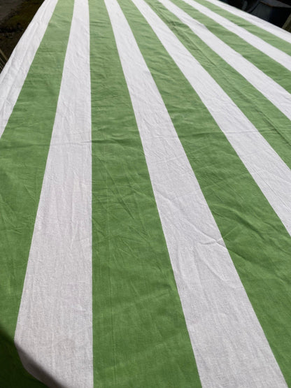 Indian Block Print Tablecloth - Sage Stripe