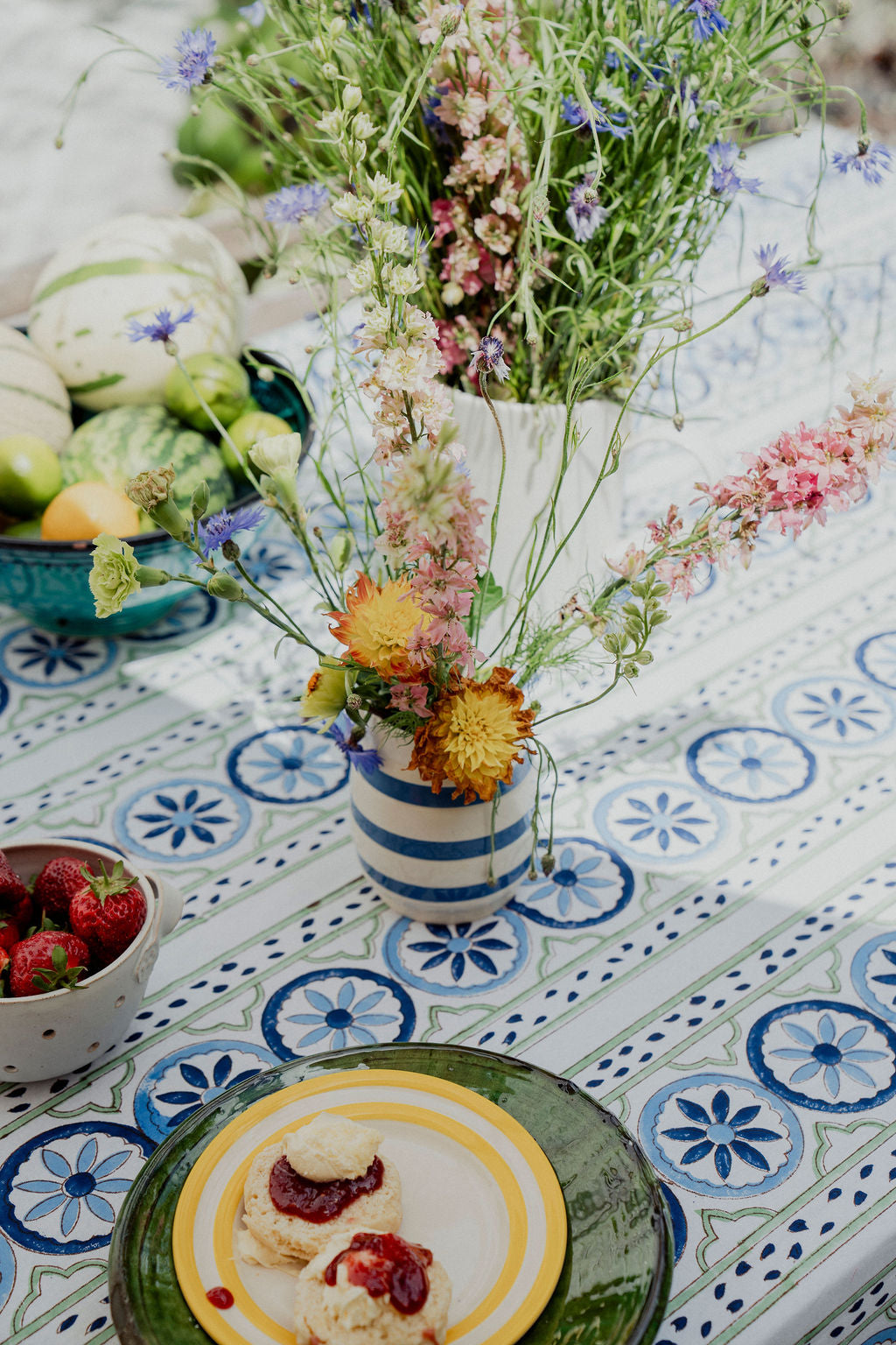 Sicilian Tablecloth - Blue and Green