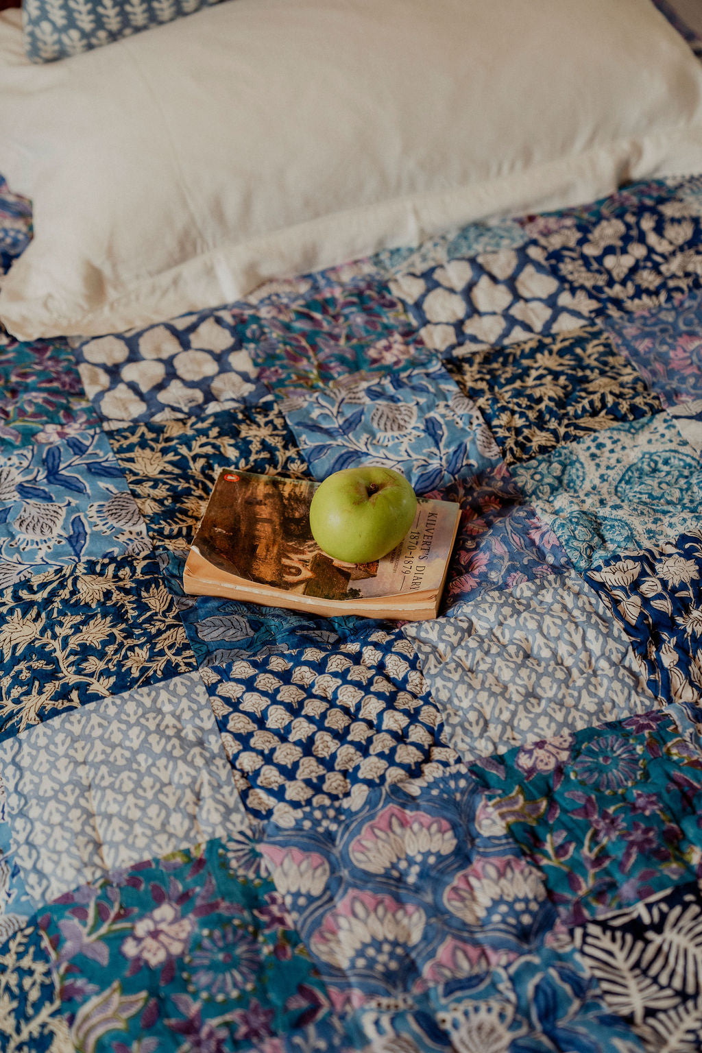 Quilts - Blue Patchwork with Blue Stripe Reverse